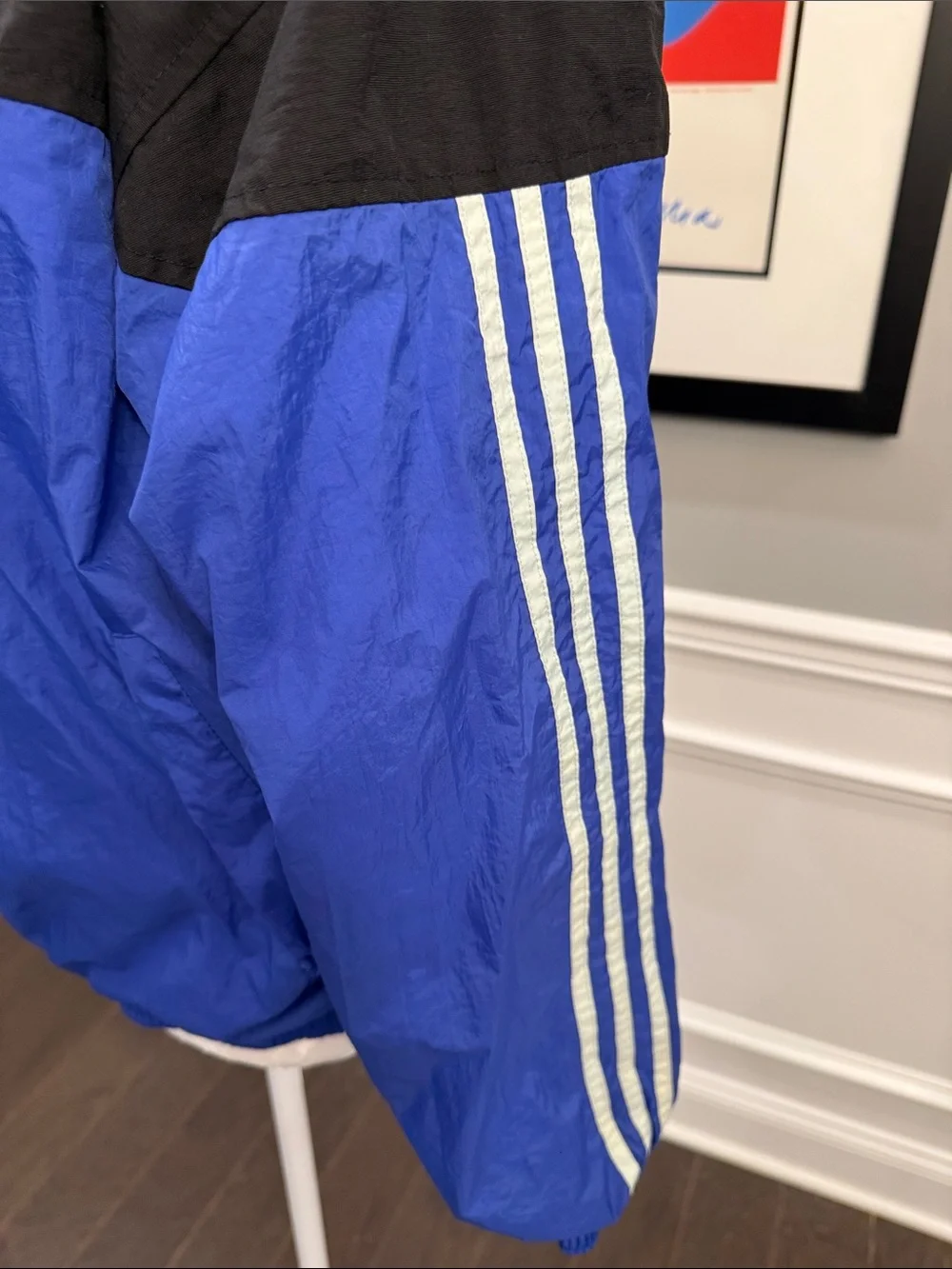 Vintage Adidas Windbreaker Jacket Small Blue Black Colorblock Track 90s